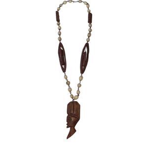 Vintage 1980s Carved Tiki Jobs Tears Necklace Hawaiian VTG